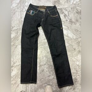 COOGI Women's Black Embroidered Pocket Denim Jeans Size 11/12
